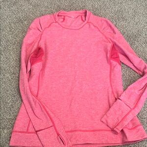 Lululemon think fast pink heathered color  boom juice pullover top size 12
